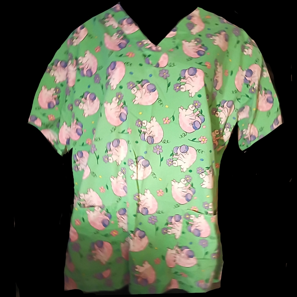 UA Scrubs Green Animal Print Top